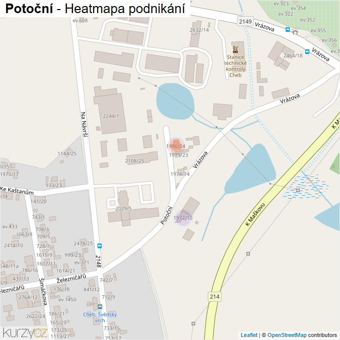Mapa Potoční - Firmy v ulici.