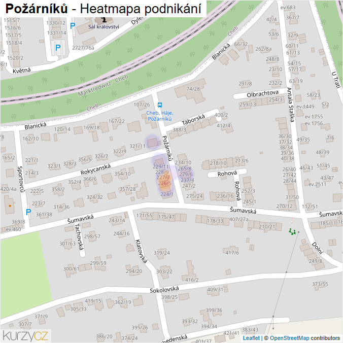 Mapa Požárníků - Firmy v ulici.
