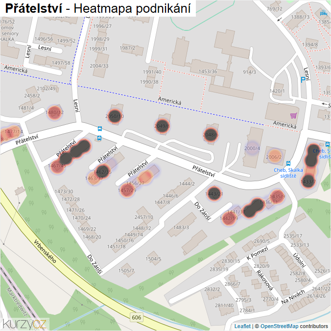 Mapa Přátelství - Firmy v ulici.