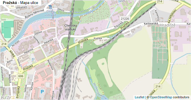 Pražská - mapa ulice