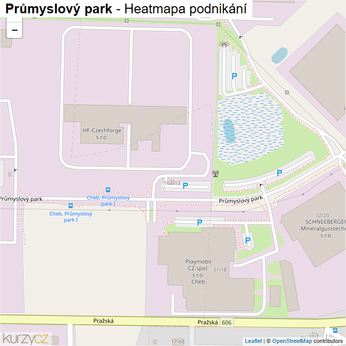 Mapa Průmyslový park - Firmy v ulici.