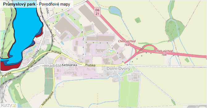 Průmyslový park - záplavové mapy stoleté vody