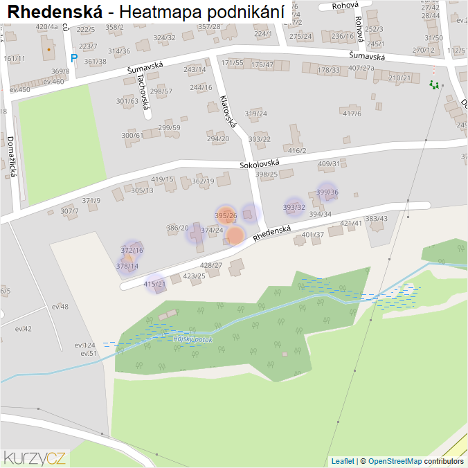 Mapa Rhedenská - Firmy v ulici.