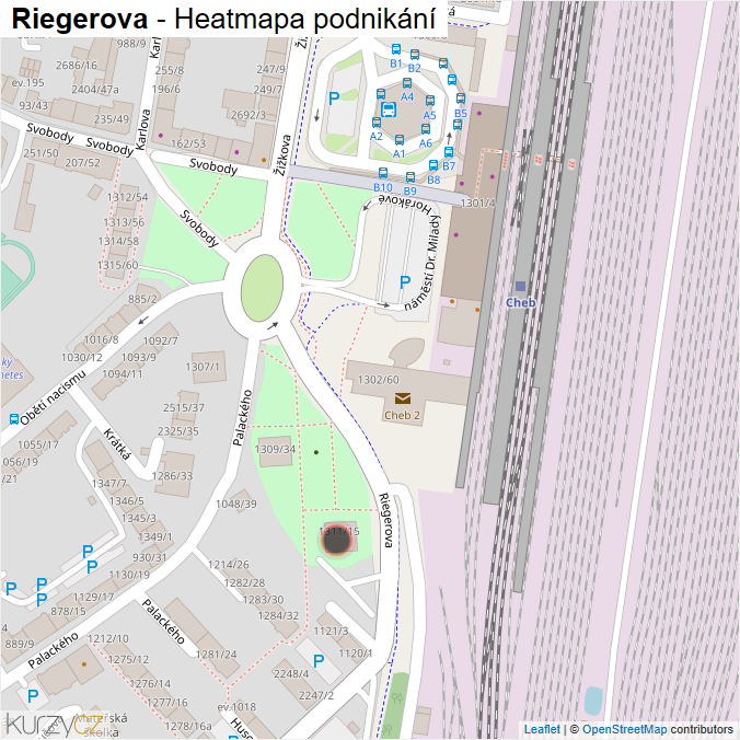 Mapa Riegerova - Firmy v ulici.