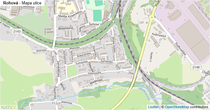 Rohová - mapa ulice