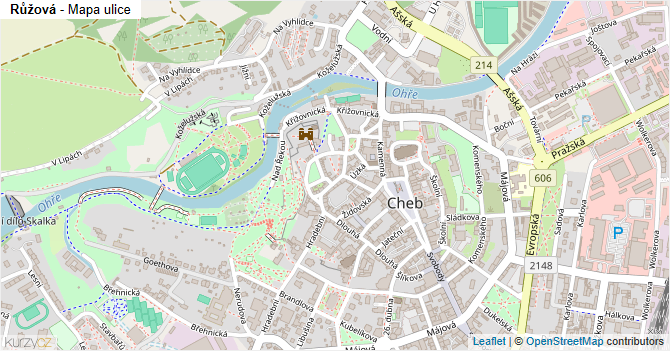 Růžová - mapa ulice