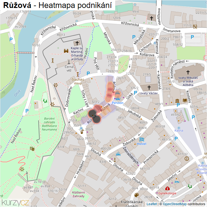 Mapa Růžová - Firmy v ulici.