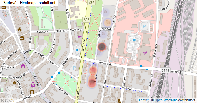 Sadová - mapa podnikání
