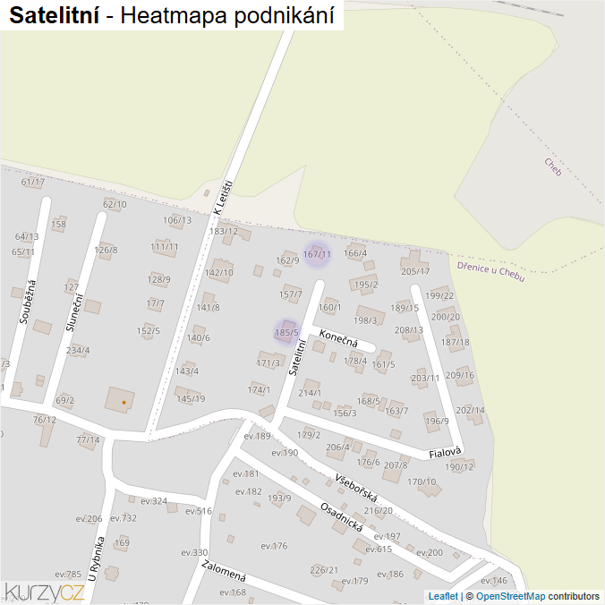 Mapa Satelitní - Firmy v ulici.
