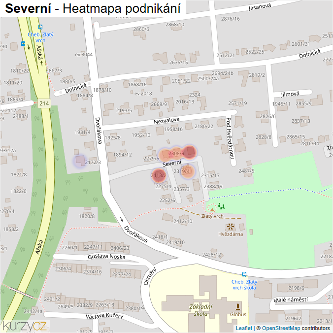 Mapa Severní - Firmy v ulici.