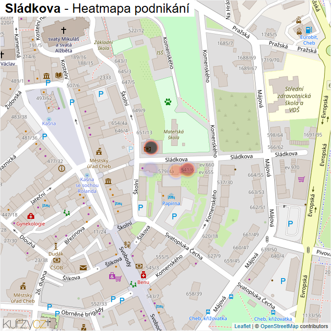 Mapa Sládkova - Firmy v ulici.