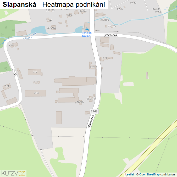 Mapa Slapanská - Firmy v ulici.