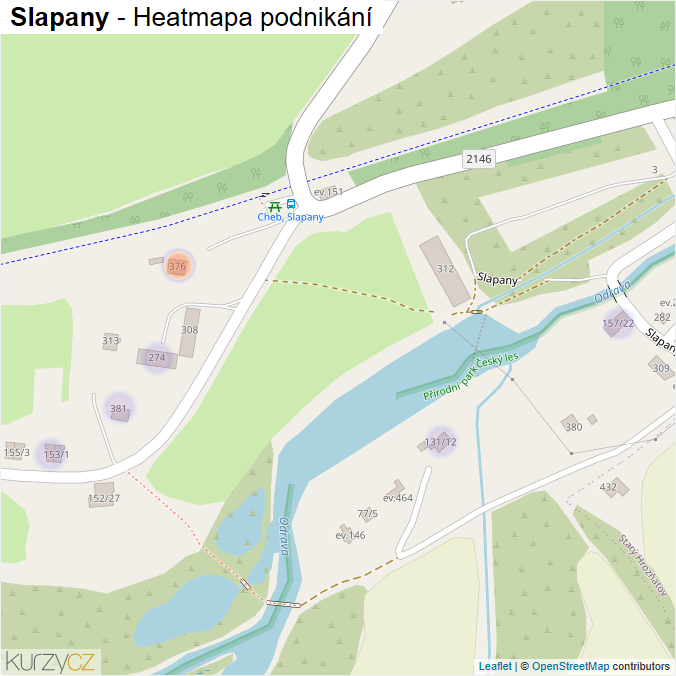 Mapa Slapany - Firmy v ulici.