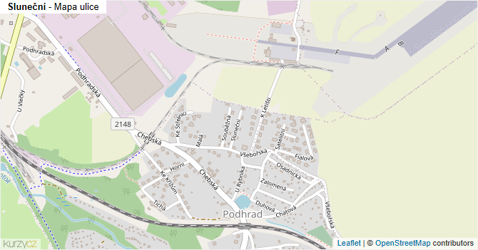 Sluneční - mapa ulice
