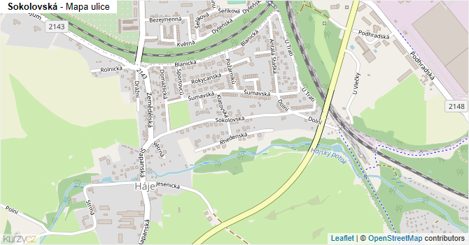 Sokolovská - mapa ulice