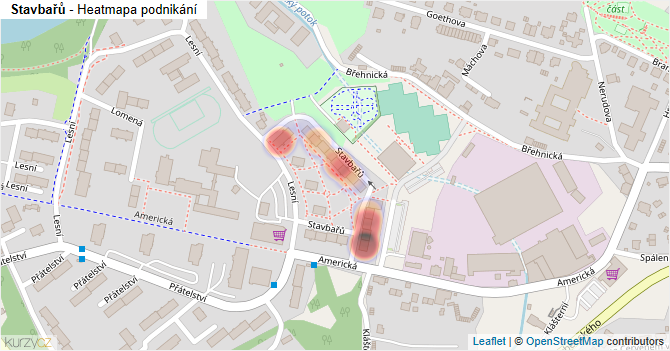 Stavbařů - mapa podnikání
