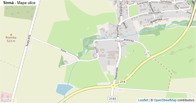 Strmá - mapa ulice