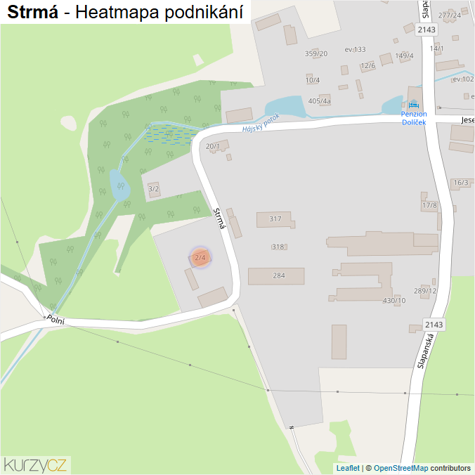 Mapa Strmá - Firmy v ulici.
