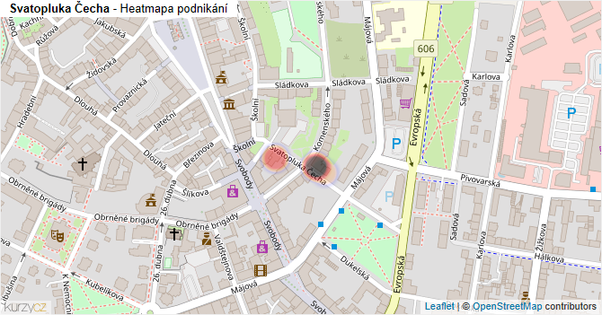 Svatopluka Čecha - mapa podnikání