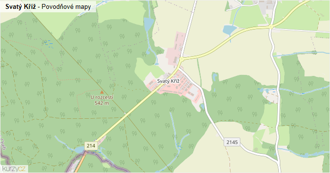 Svatý Kříž - záplavové mapy stoleté vody
