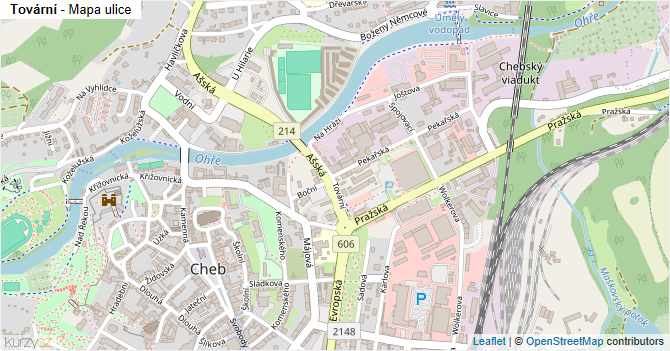 Tovární - mapa ulice