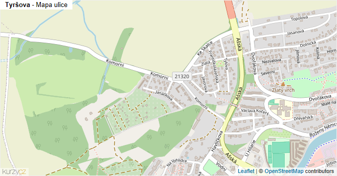 Tyršova - mapa ulice