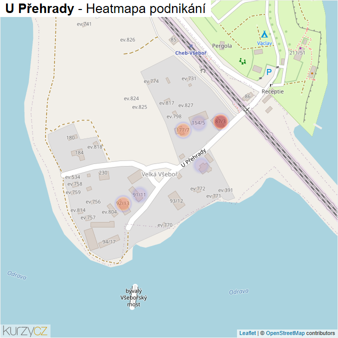 Mapa U Přehrady - Firmy v ulici.