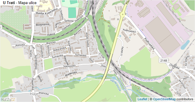 U Trati - mapa ulice