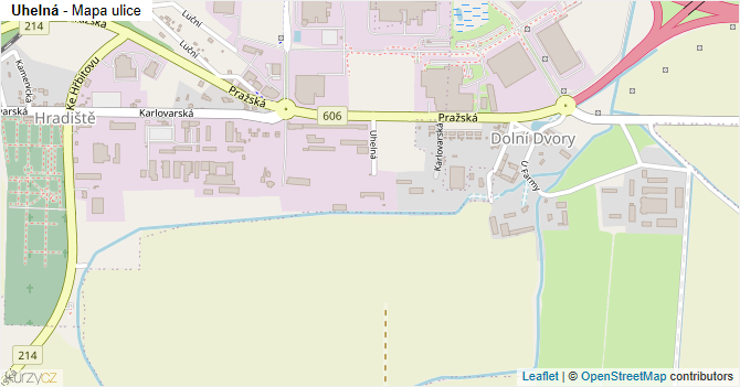 Uhelná - mapa ulice