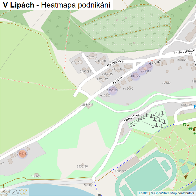 Mapa V Lipách - Firmy v ulici.