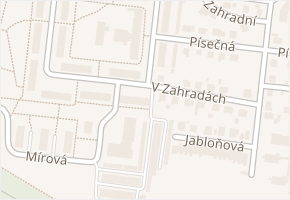 V Zahradách v obci Cheb - mapa ulice