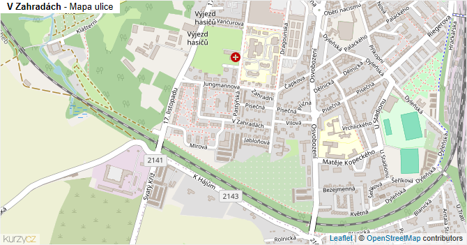V Zahradách - mapa ulice