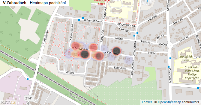 V Zahradách - mapa podnikání