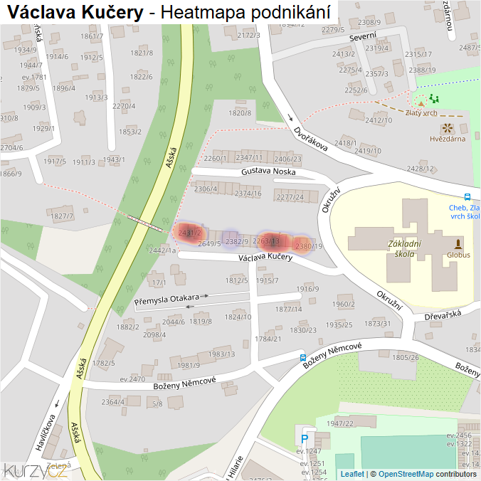 Mapa Václava Kučery - Firmy v ulici.