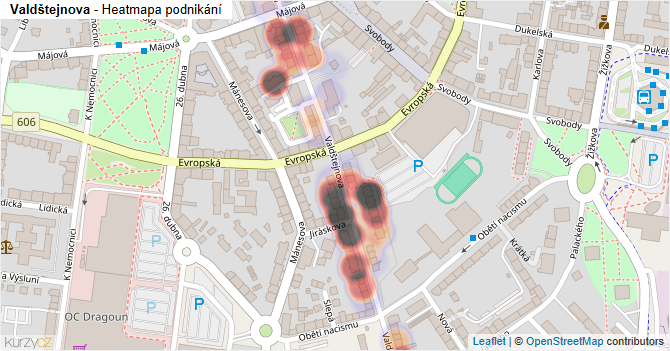 Valdštejnova - mapa podnikání