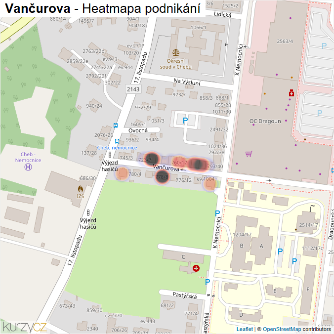 Mapa Vančurova - Firmy v ulici.