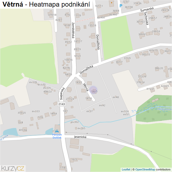 Mapa Větrná - Firmy v ulici.
