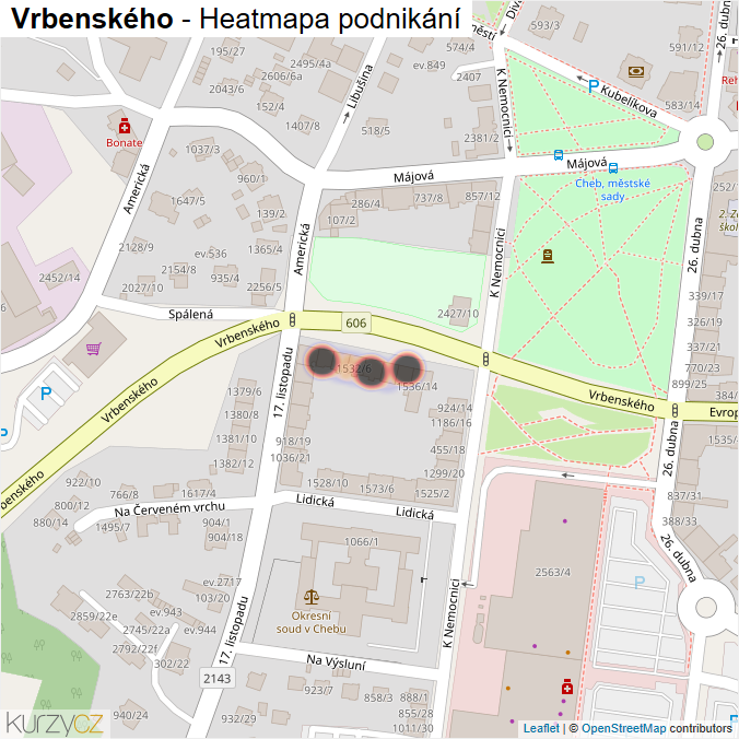 Mapa Vrbenského - Firmy v ulici.