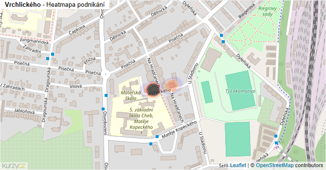 Vrchlického - mapa podnikání
