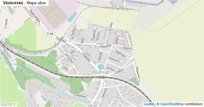 Všebořská - mapa ulice