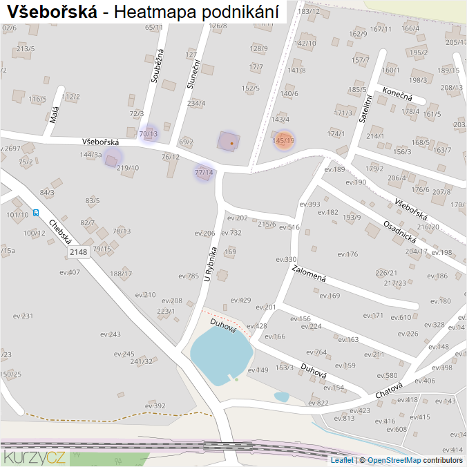 Mapa Všebořská - Firmy v ulici.