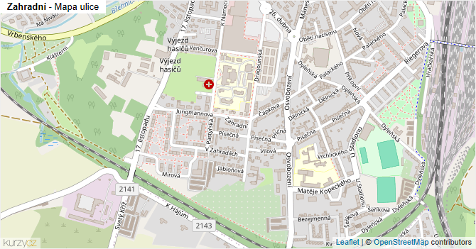 Zahradní - mapa ulice