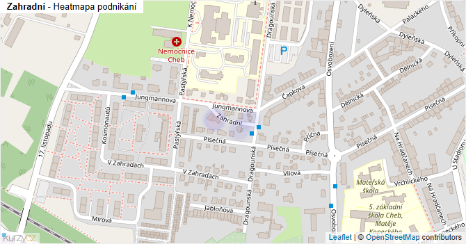 Zahradní - mapa podnikání