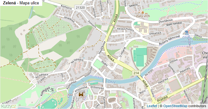 Zelená - mapa ulice