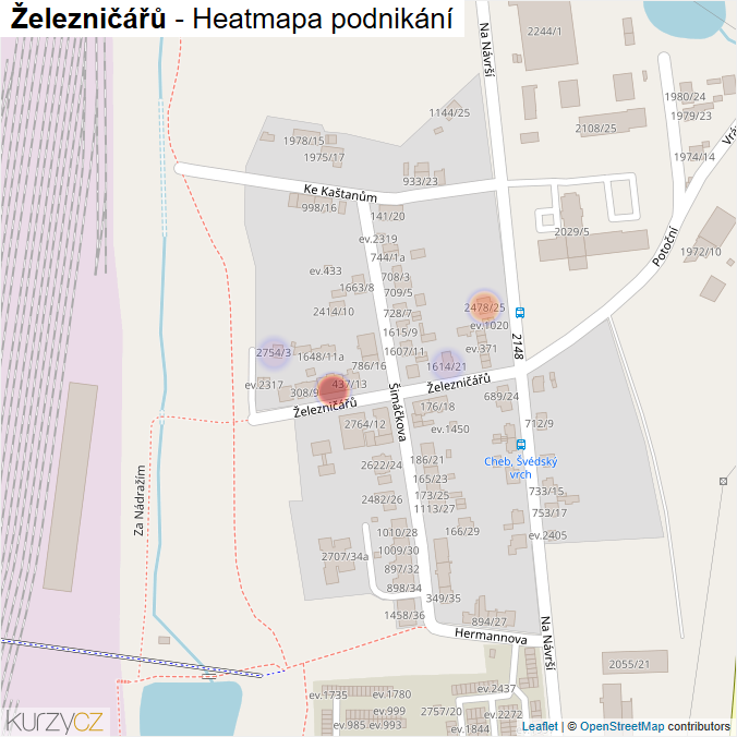 Mapa Železničářů - Firmy v ulici.