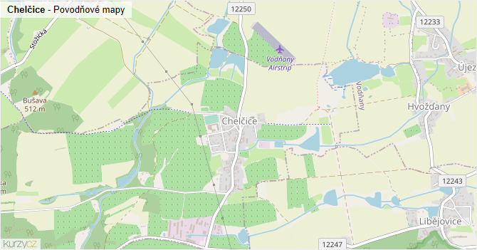 Chelčice - záplavové mapy stoleté vody