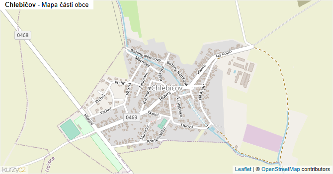 Chlebičov - mapa části obce