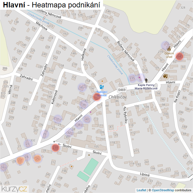 Mapa Hlavní - Firmy v ulici.