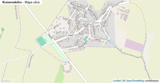 Komenského - mapa ulice