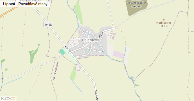 Lípová - záplavové mapy stoleté vody